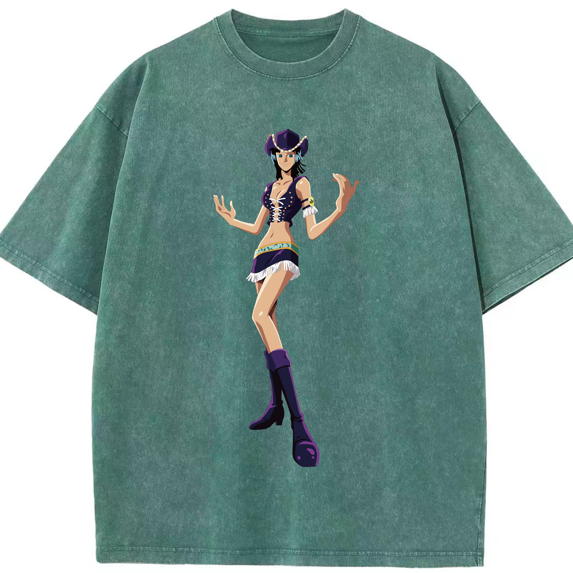 ワンピース ニコ・ロビン ONE PIECE Nico Robin 綿100% ヴィンテージ風 半袖Tシャツ（フロントプリント）
